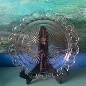 Vintage Anchor Hocking Old Colony 10 inpink depression glass divided grill plate